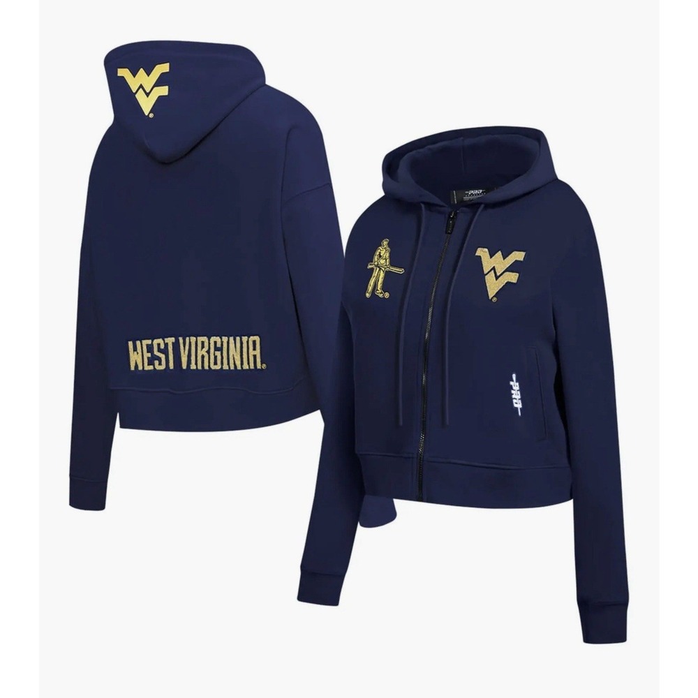 Womens M Pro Standard West Virginia Mountaineers Game Day Sequin Full-Zip Hoodie